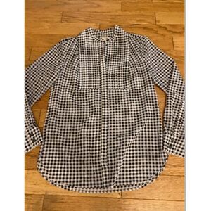 J.Crew Women's XS Black & White Checkered Long-Sleeve Shirt
